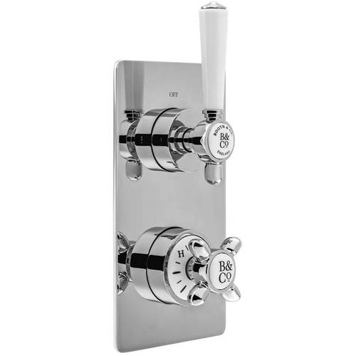 Additional image for Thermostatic Shower Valve With Slide Rail Kit & Fixed Head (Chrome).