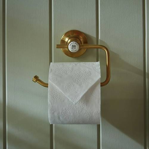 Additional image for Traditional Toilet Roll Holder (Brushed Brass & White).