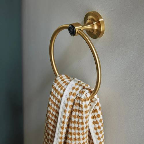 Additional image for Traditional Towel Ring (Brushed Brass & Black).