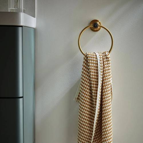 Additional image for Traditional Towel Ring (Brushed Brass & Black).