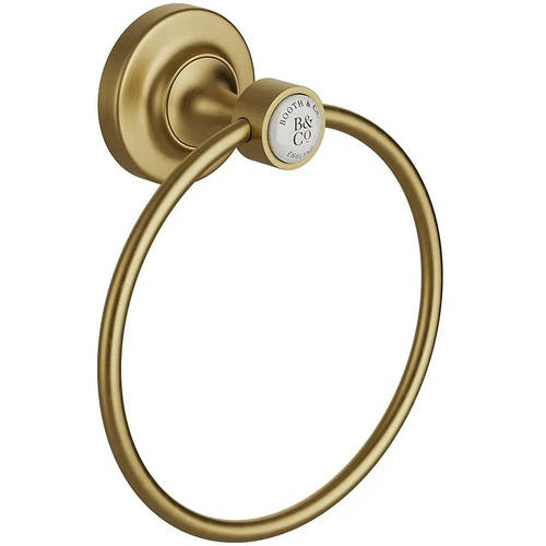 Additional image for Traditional Towel Ring (Brushed Brass & White).