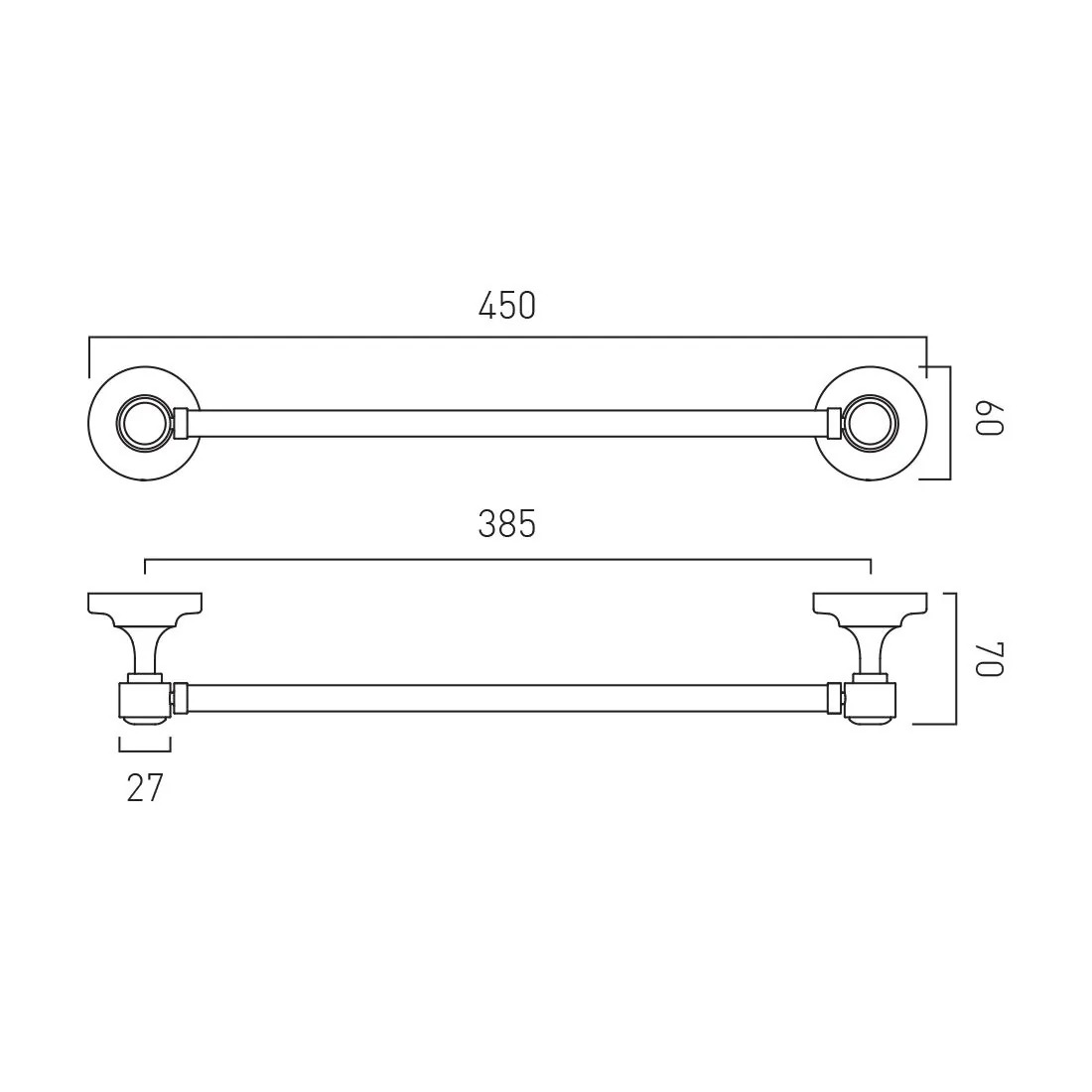 Additional image for Traditional Towel Rail (450mm, Chrome).