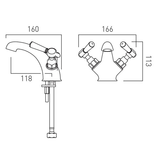 Additional image for Mono Basin Mixer Tap With Pop Up Waste & Lever Handles (Brushed Nickel).