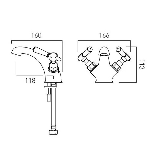 Additional image for Mono Basin Mixer Tap With Lever Handles (Brushed Nickel).