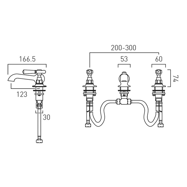 Additional image for 3TH Basin Mixer Tap With Pop Up Waste & Lever Handles (Bright Nickel).