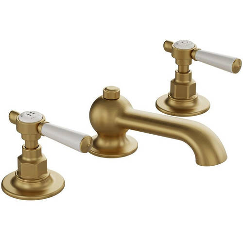 Additional image for 3TH Basin Mixer Tap With Pop Up Waste & Lever Handles (Brushed Brass).