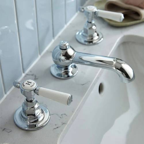 Additional image for 3TH Basin Mixer Tap With Pop Up Waste & Lever Handles (Chrome).