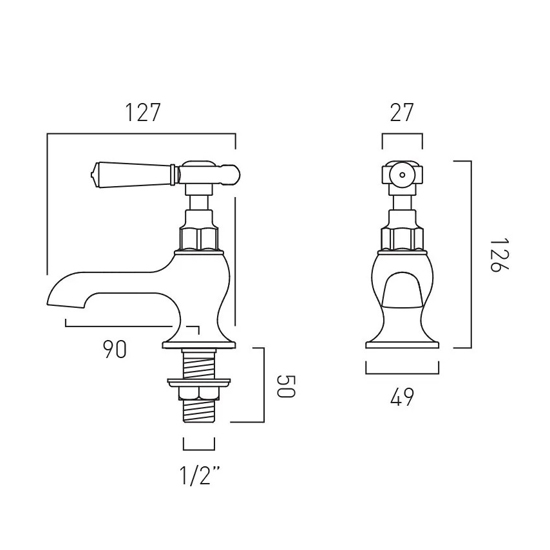 Additional image for Basin Taps With Lever Handles (Bright Nickel, Pair).
