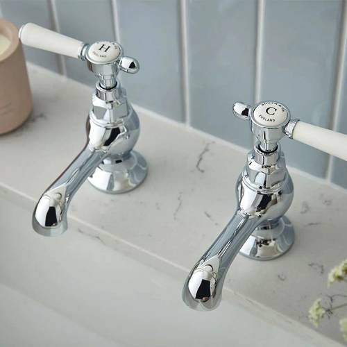 Additional image for Basin Taps With Lever Handles (Chrome, Pair).