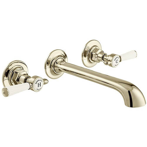 Additional image for Wall-Mounted Basin Mixer Tap With Lever Handles (Bright Nickel, 3TH).