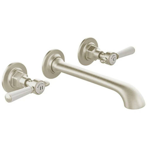 Additional image for Wall-Mounted Basin Mixer Tap With Lever Handles (Brushed Nickel, 3TH).