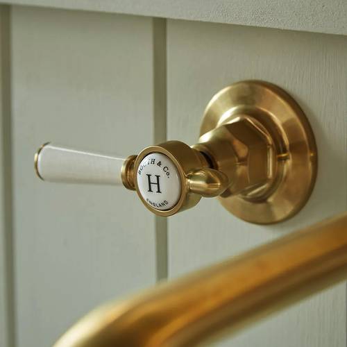 Additional image for Wall-Mounted Basin Mixer Tap With Lever Handles (Brushed Brass, 3TH).