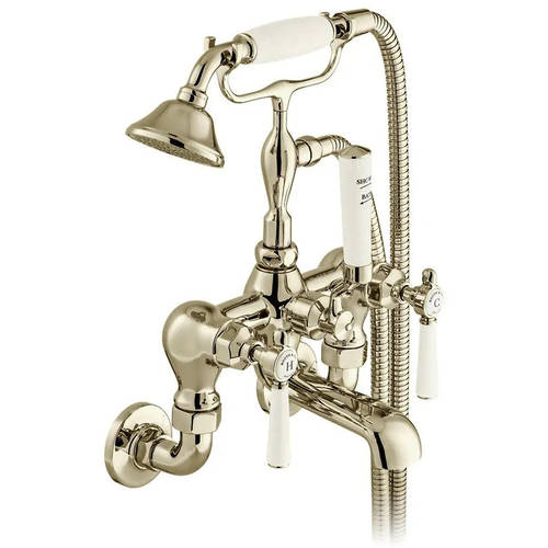 Additional image for Wall-Mounted Bath Shower Mixer Tap With Lever Handles (Bright Nickel).