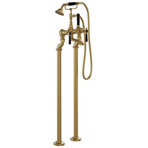 Additional image for Freestanding Bath Shower Mixer Tap With Lever Handles (Brushed Brass).