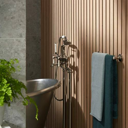 Additional image for Freestanding Bath Shower Mixer Tap With Lever Handles (Bright Nickel).