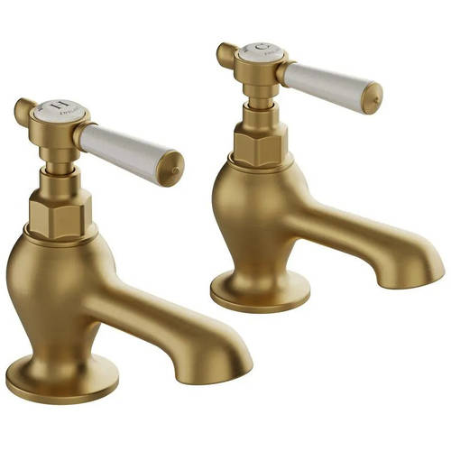 Additional image for Bath Taps With Lever Handles (Brushed Brass, Pair).