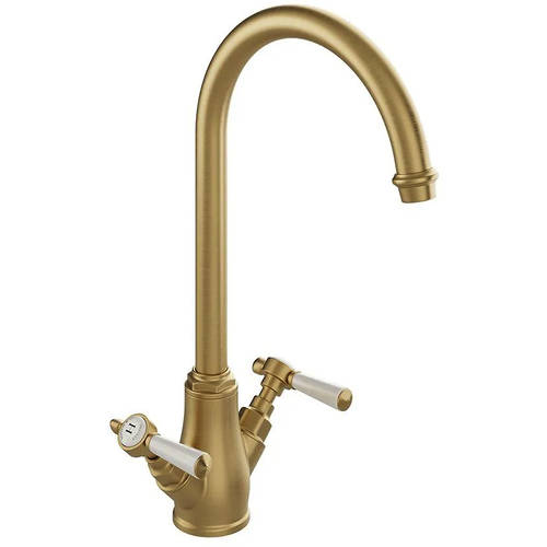 Additional image for Kitchen Mixer Tap With Lever Handles (Brushed Brass).