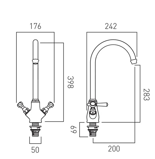 Additional image for Kitchen Mixer Tap With Lever Handles (Brushed Brass).