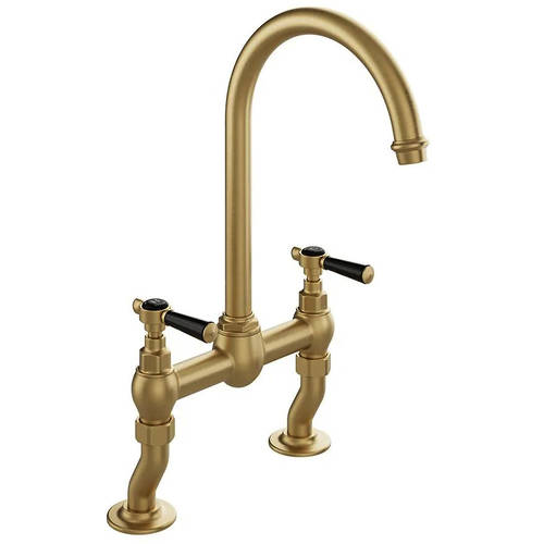 Additional image for Bridge Kitchen Mixer Tap With Lever Handles (Brushed Brass).