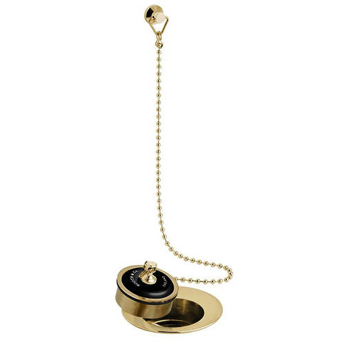 Additional image for Basin Waste With Ceramic Plug & Chain (Brushed Brass & Back).