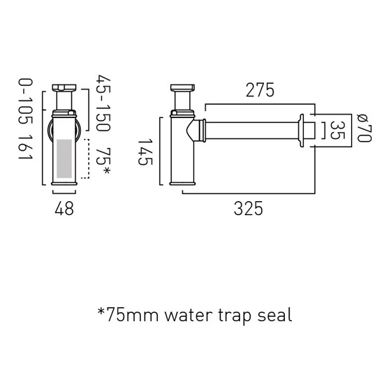 Additional image for Bottle Basin Waste Trap (Brushed Brass).