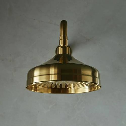 Additional image for Traditional Shower Head & Arm (200mm, Brushed Brass).