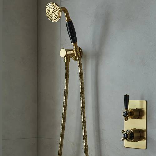 Additional image for Mini Shower Kit With Wall Outlet (Brushed Brass).