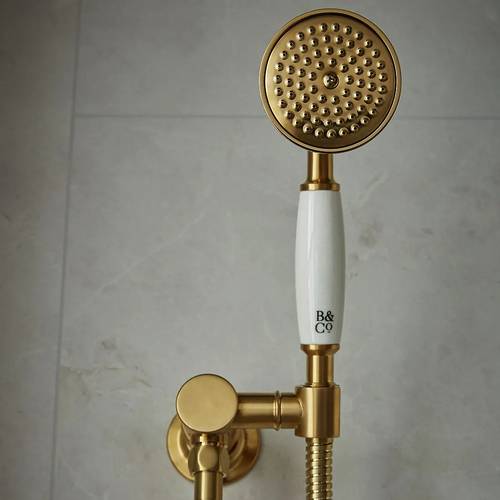 Additional image for Mini Shower Kit With Wall Outlet (Brushed Brass).