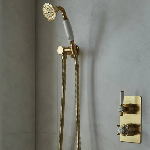 Additional image for Mini Shower Kit With Wall Outlet (Brushed Brass).