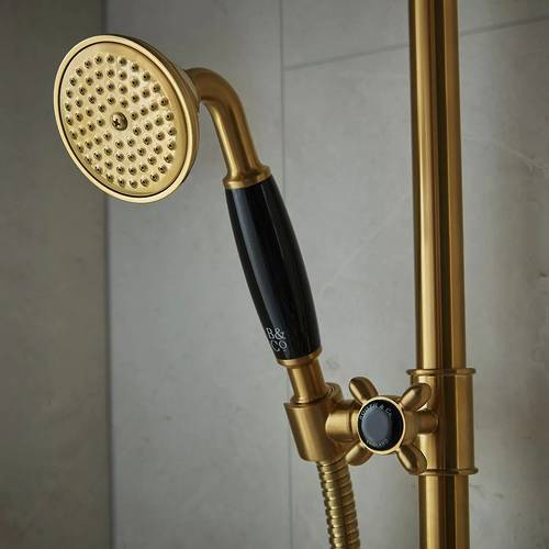 Additional image for Slide rail shower kit (Brushed Brass).