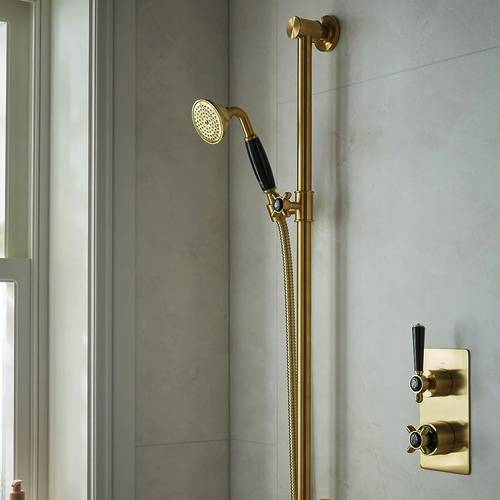 Additional image for Slide rail shower kit (Brushed Brass).