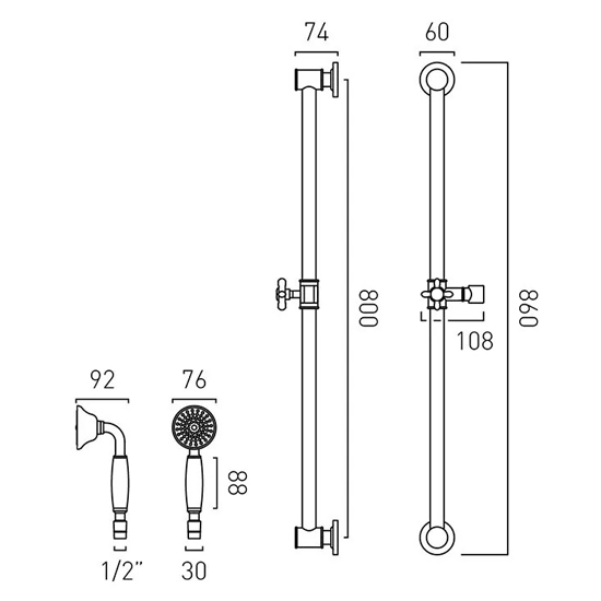 Additional image for Slide Rail Shower Kit (Chrome).