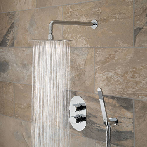 Additional image for Thermostatic Shower Set With 2 Outlets (Chrome).