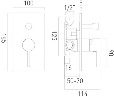 Additional image for Manual Shower Valve With Diverter (Chrome).