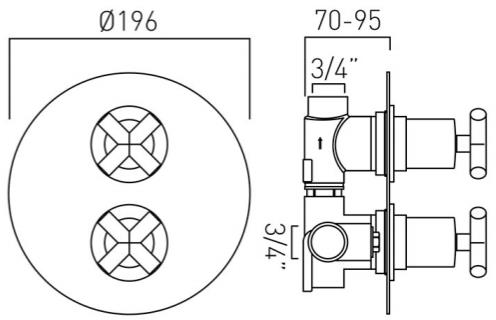 Additional image for Thermostatic Shower Valve With 1 Outlet (Chrome).