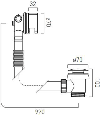 Additional image for 4 Hole Bath Shower Mixer & Bath Filler Overflow Waste (Chrome).