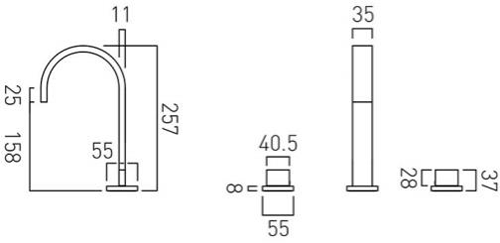 Additional image for Deck Mounted 3 Hole Basin Mixer Tap (Chrome).