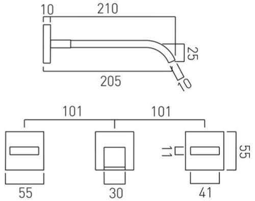 Additional image for Wall Mounted Basin Mixer Tap With 220mm Spout (Chrome).