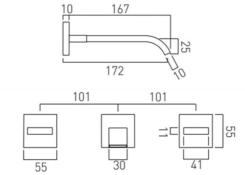 Additional image for Wall Mounted Basin Mixer Tap With 167mm Spout (Chrome).