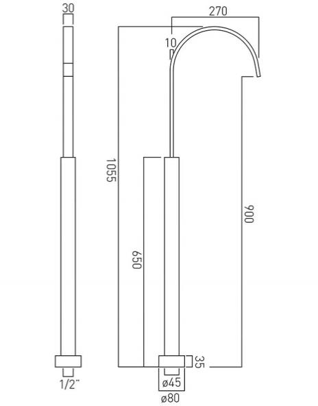 Additional image for Floor Standing Bath Spout (Chrome).