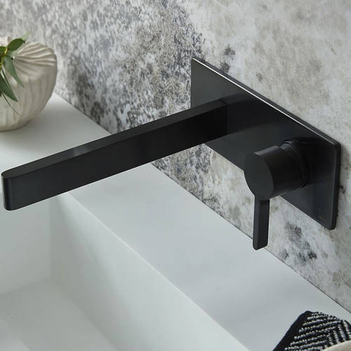 Additional image for Wall Mounted Basin Mixer Tap (Brushed Black).