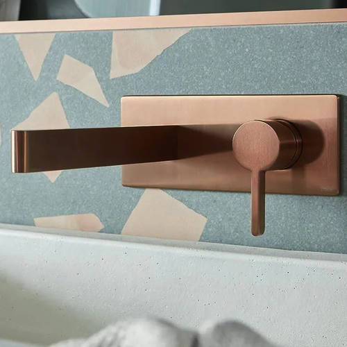 Additional image for Wall Mounted Basin Mixer Tap (Brushed Bronze).