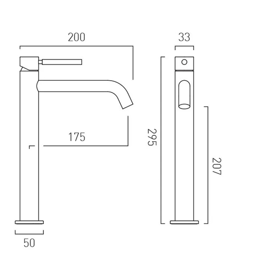 Additional image for Slimline Tall Basin Mixer Tap With Knurled Accents (Brushed Black).