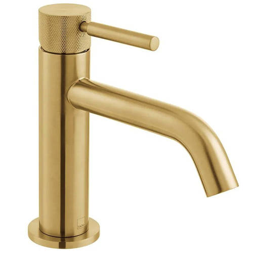 Additional image for Slimline Mono Basin Mixer Tap With Knurled Accents (Brushed Gold).