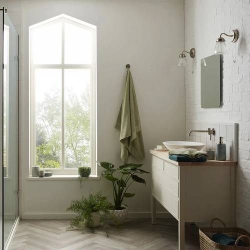Additional image for Wall-Mounted Basin Mixer Tap With Knurled Accents (Brushed Nickel).