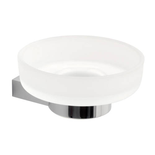 Additional image for Frosted Glass Soap Dish & Holder (Chrome).
