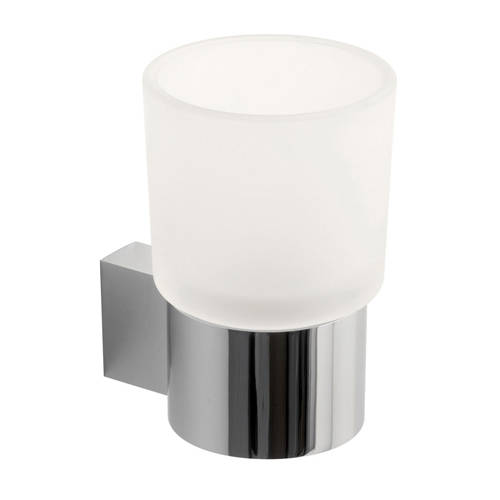 Additional image for Frosted Glass Tumbler & Holder (Chrome).