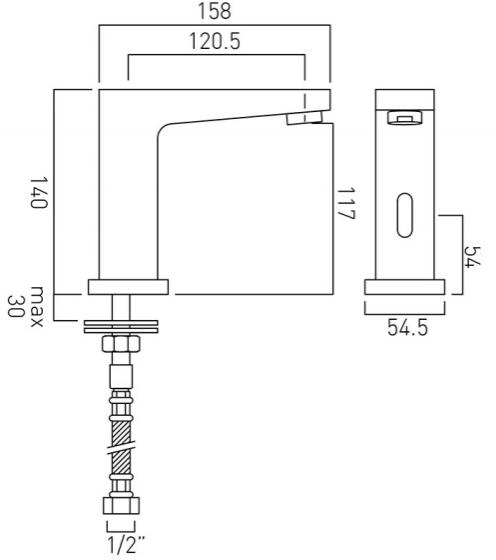 Additional image for Infra-Red Mono Basin Tap & In-Line Thermostatic Valve.