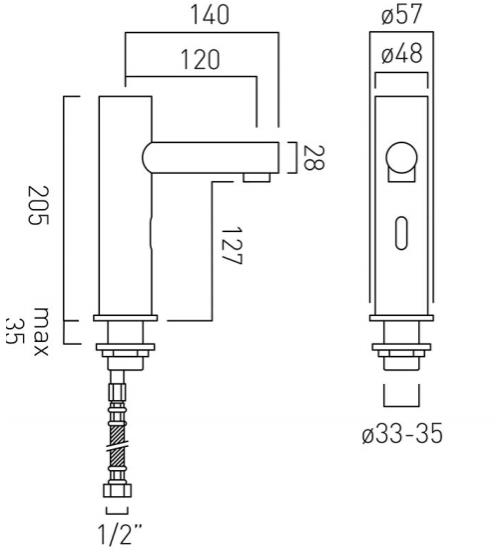 Additional image for Infra-Red Mono Basin Tap & In-Line Thermostatic Valve.