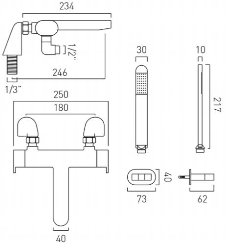 Additional image for Thermostatic Bath Shower Mixer Tap With Kit (Chrome).